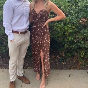 hellomolly gimme wiplash midi brown dress